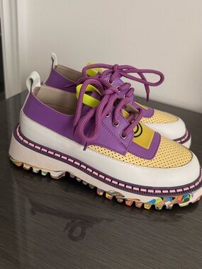 Purple & Yellow Kids Platform Sneakers